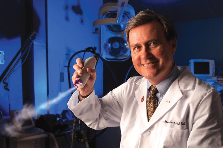 Dr. J. Stuart Nelson from the Beckman Laser Institute & Medical Clinic demonstrates the Dynamic Cooling Device, in 2011