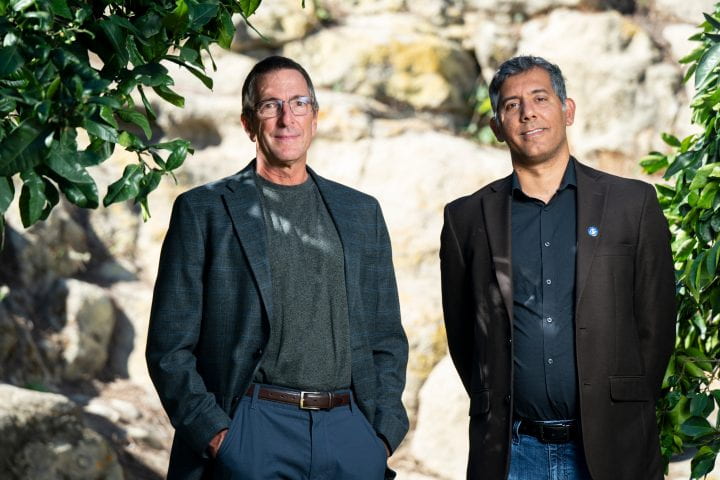 MAESTRO project lead principal investigator Mohammad Javad Abdolhosseini Qomi (right), UC Irvine professor of civil and environmental engineering, here with co-principal investigator Russ Detwiler, UC Irvine professor of civil and environmental engineering.
